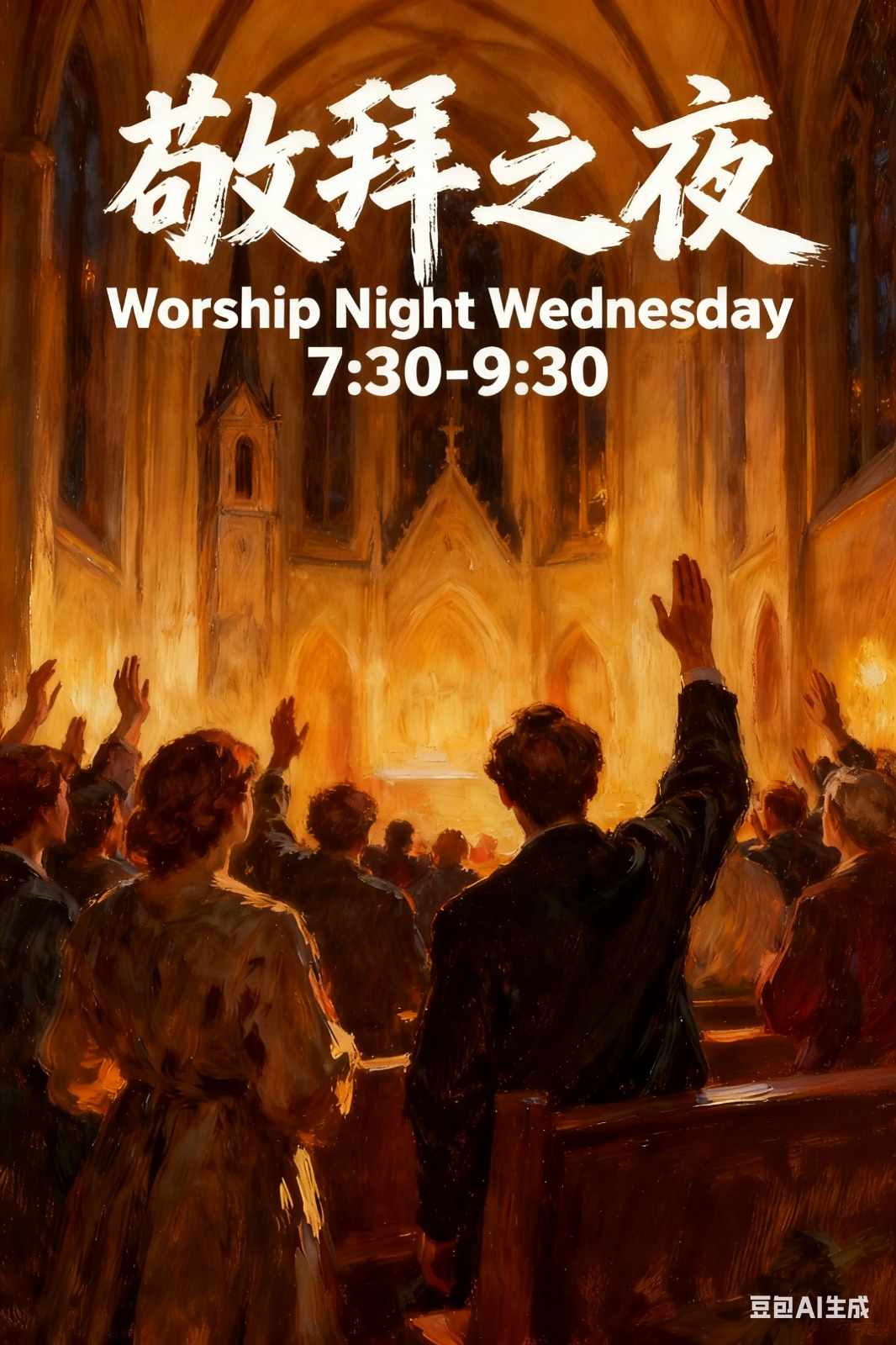 Worship Night Oil Painting